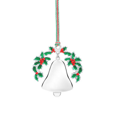Newbridge Silverware Bell with Holly Christmas Tree Decoration